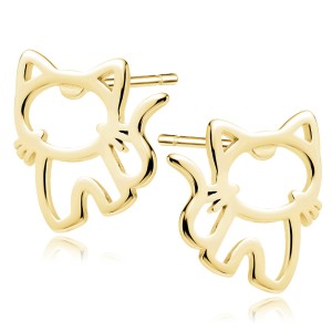 Cercei pisicute din argint placat cu aur galben Hello Kitty DiAmanti Z2227EG-DIA